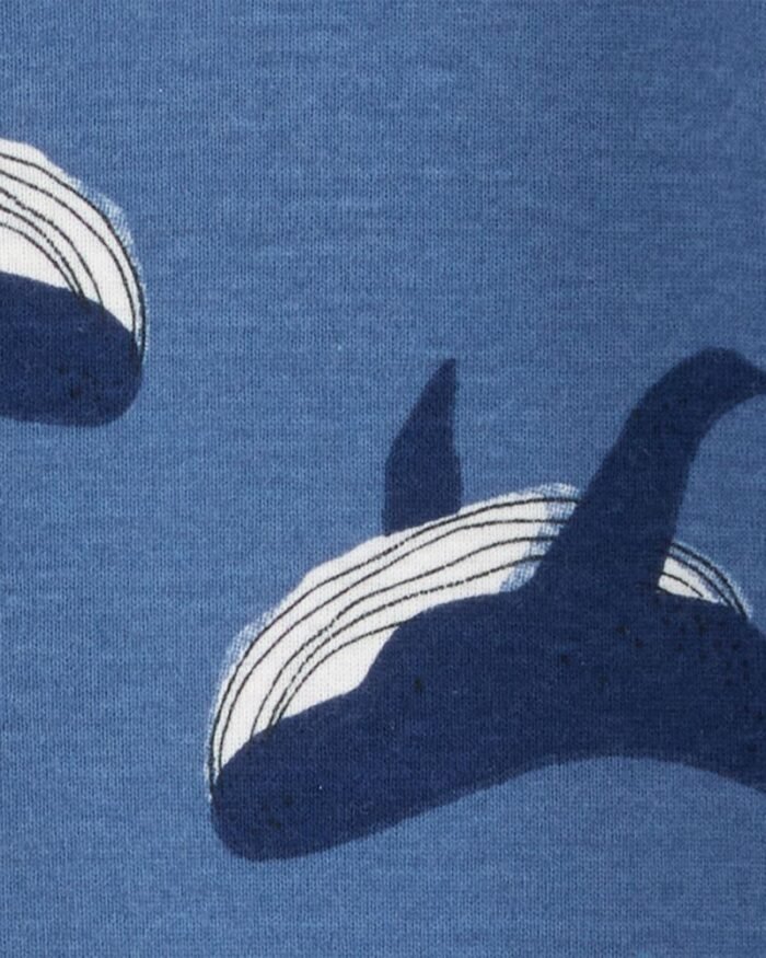 Baby Boy Whale Print Snug Fit Cotton Footie 1-Piece Pyjamas - Navy - Image 2