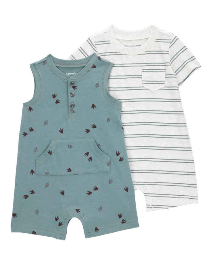 Baby 2-Pack Striped Romper Set