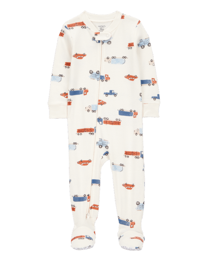 Baby Boy 1-Piece Car Print 100% Snug Fit Cotton Footie Pyjamas